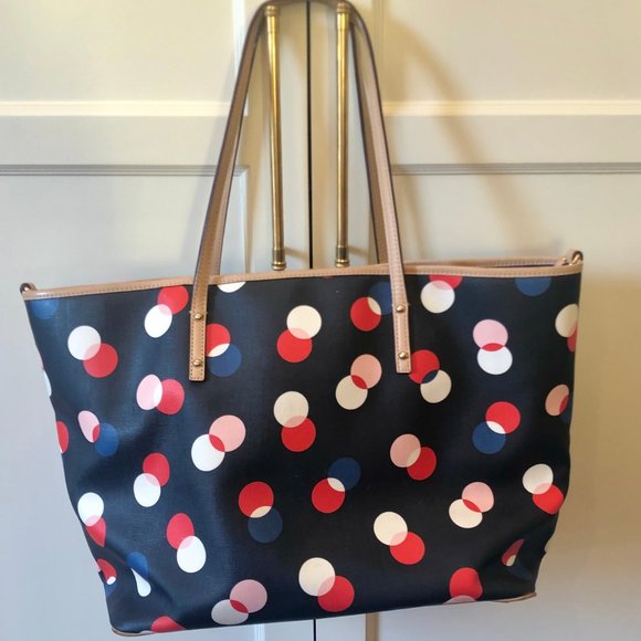 Kate Spade Leather Diaper Bag Tote Polka Dot - Picture 2 of 5